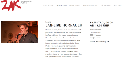 ZAK Hornauer Lesungsank&uuml;ndigung Hausen